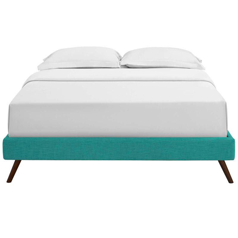 Modway Loryn King Bed – Upholstered Fabric Bed Frame with Round Splayed Wood Legs, Minimalist Mid-Century Modern Bedroom Style