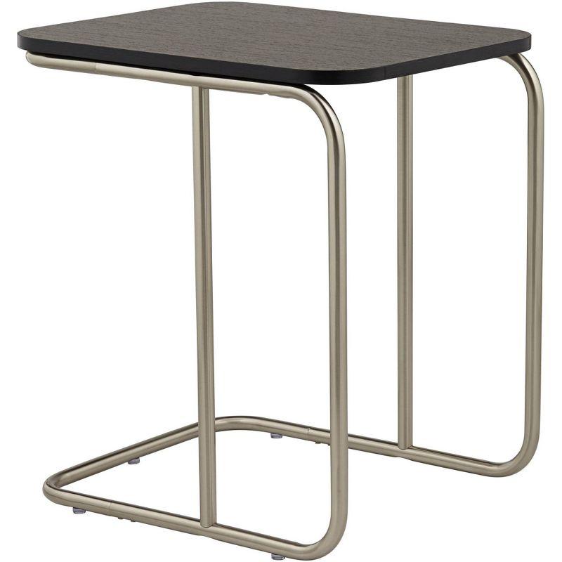 55 Downing Street Thornburg Modern Wood Metal Rectangular Accent Side End Table 20" x 15 1/2" Dark Oak Brushed Nickel Metal Legs for Living Room House