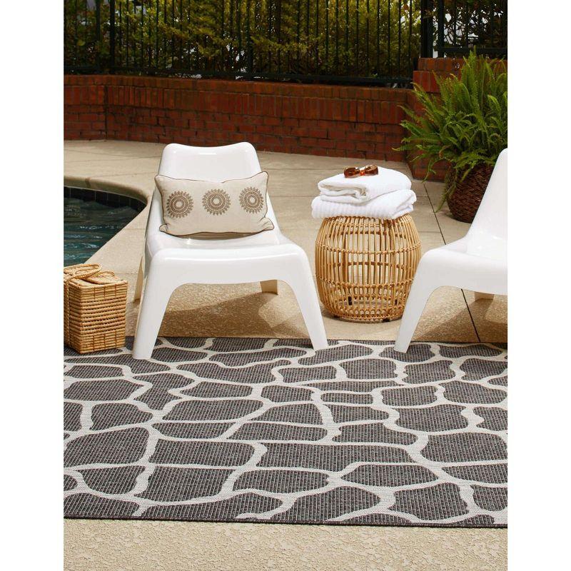 Unique Loom 6' 1 x 9' 0 Rectangle Indoor/Outdoor Safari Charcoal Gray Area Rug