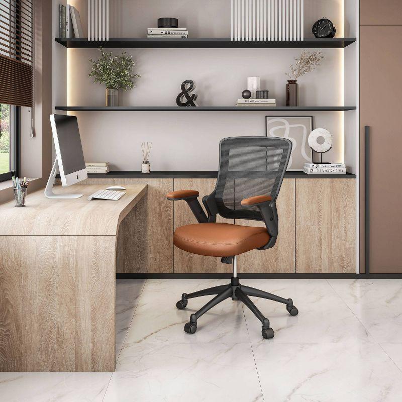 Brown Mesh and Leather Adjustable Task Chair