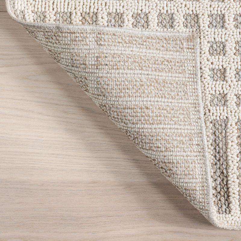 Nuloom Yulia Geometric Bands Pet Friendly Machine Washable Area Rug, 4' x 6', Light Grey