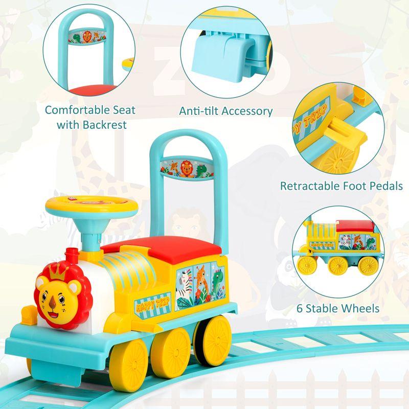 Costway 6V Electric Kids Ride On Train Motorized Train Toy w/ Track & 6 Wheels