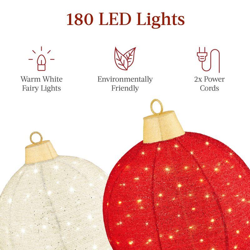 Best Choice Products 2pc Large Outdoor Christmas Ornament Set, Lighted Pop-Up Ball Holiday Décor