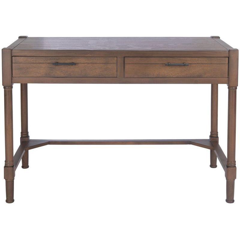 Filbert Traditional Carved Brown Wood Writing Desk with Drawers