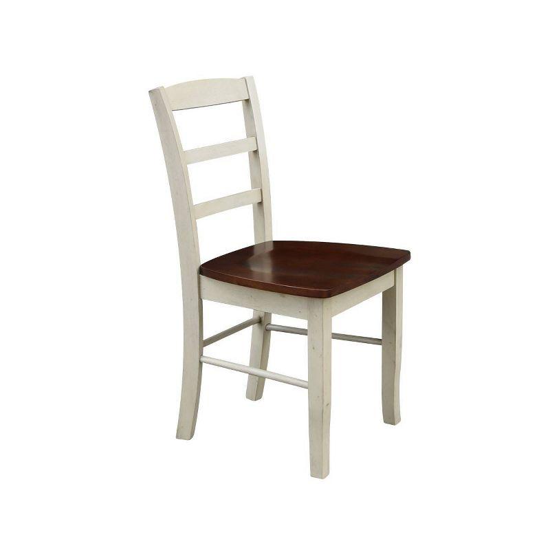 Set of 2 Madrid Ladderback Chairs Antiqued Almond/Espresso - International Concepts: Solid Wood, Unupholstered, Spot Clean