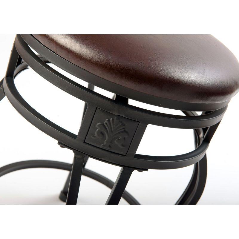 eHemco Swivel Metal Kitchen Counter Height Barstool with Upholstered Faux Leather Seat, 24 Inches, Black, Set of 2