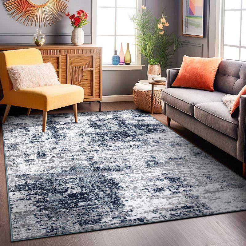 World Rug Gallery Distressed Abstract Blue 6'6" x 9' Area Rug