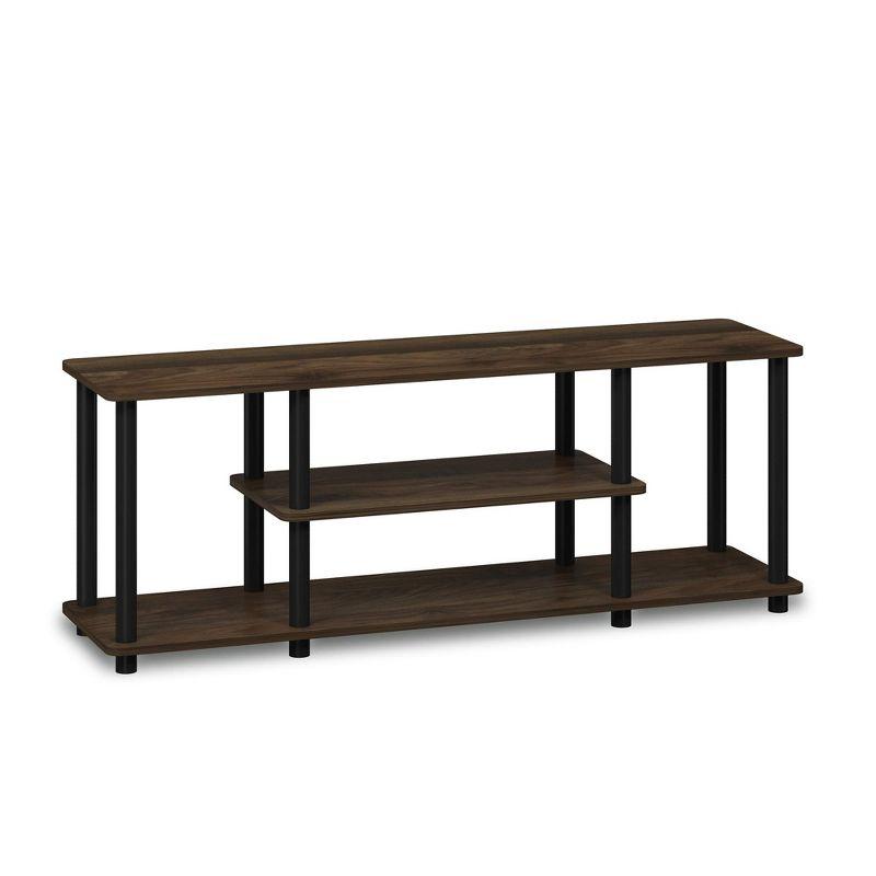 Furinno No Tools 3-Tier TV Stands for TV's up to 50" Entertainment Media Center Columbia Walnut/Black