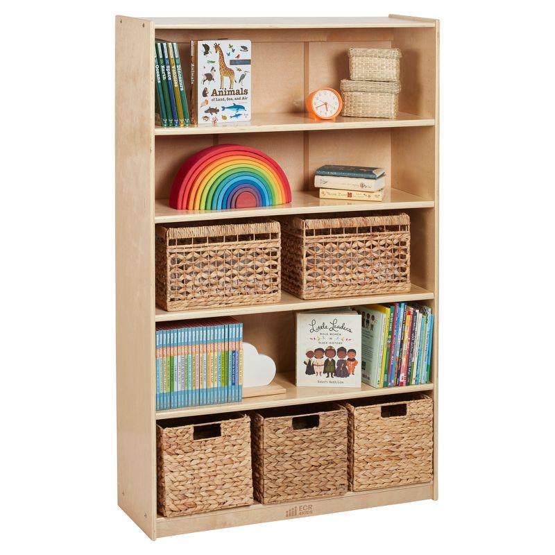 Adjustable Classic Birch Bookcase for Kids, 60in, Natural Brown