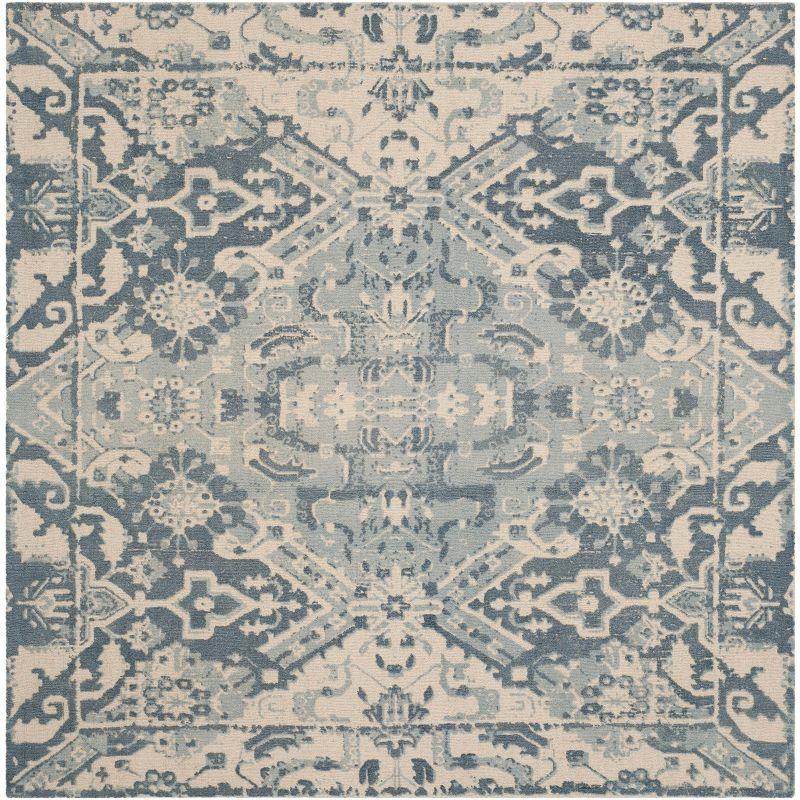 Restoration Vintage RVT532 Hand Tufted Indoor Area Rug - 6'x6' - Charcoal/Ivory - Safavieh