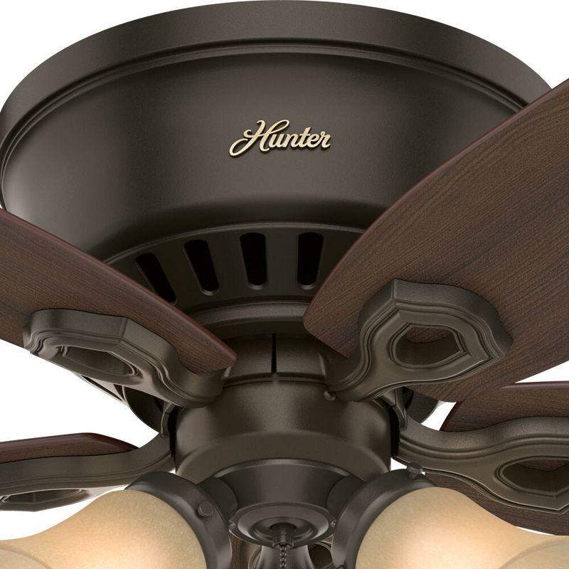 Hunter Fan 42" Builder Low Profile 5 - Blade Flush Mount Ceiling Fan with Pull Chain and Light Kit Included