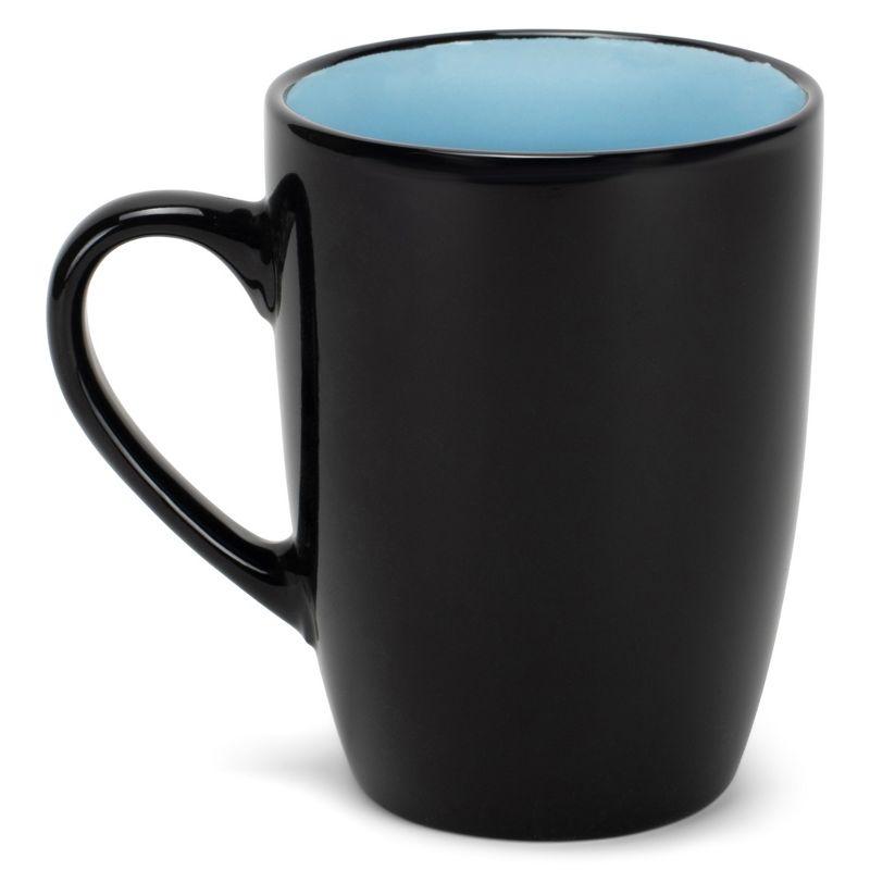 Elanze Designs Color Pop Pale Blue Black Exterior 16 ounce Glossy Ceramic Mugs Matching Set of 4