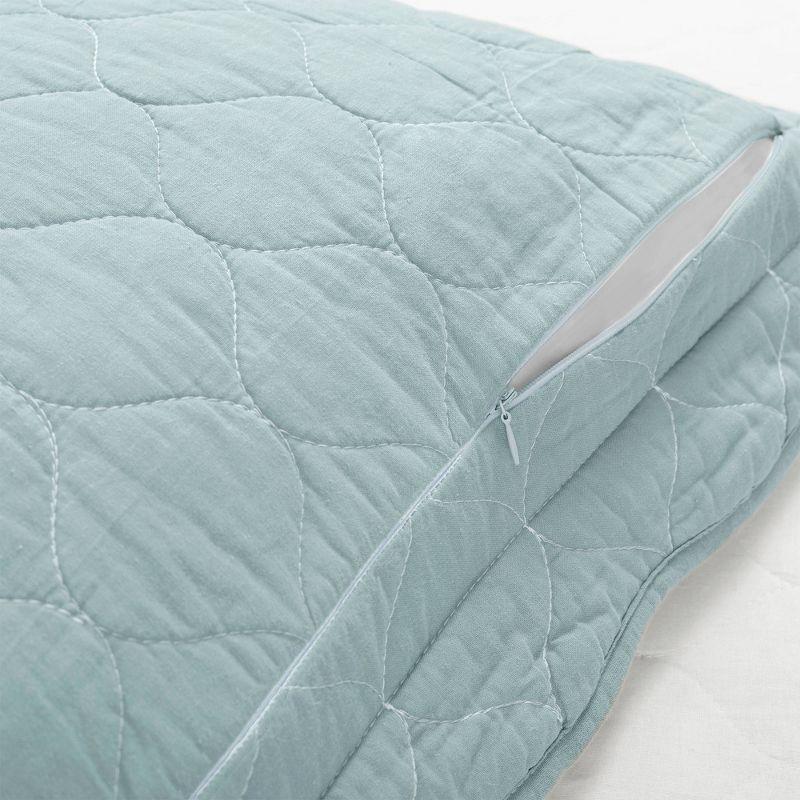 3pc Full/Queen Coastal Chic Scallop Edge Reversible Quilt Set Blue - Lush Décor: OEKO-TEX Certified, Cotton Fill