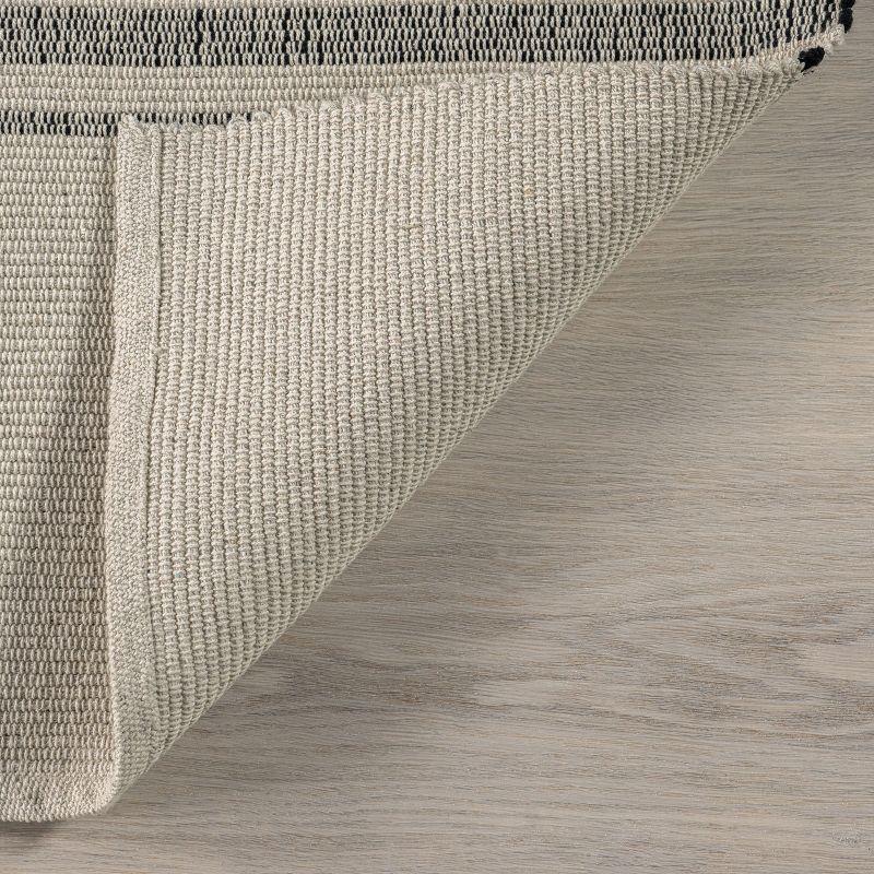 Beige and Gray Striped Cotton 6' x 9' Area Rug