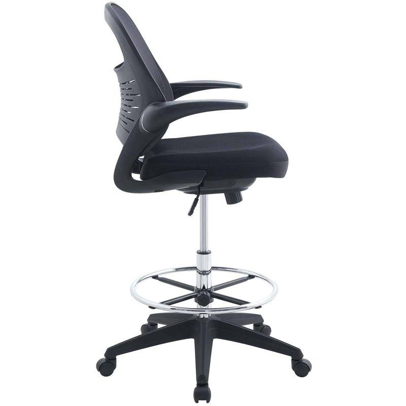 Stealth Drafting Chair Black - Modway: Upholstered, 330 lbs Capacity, Adjustable Height 23"-30"