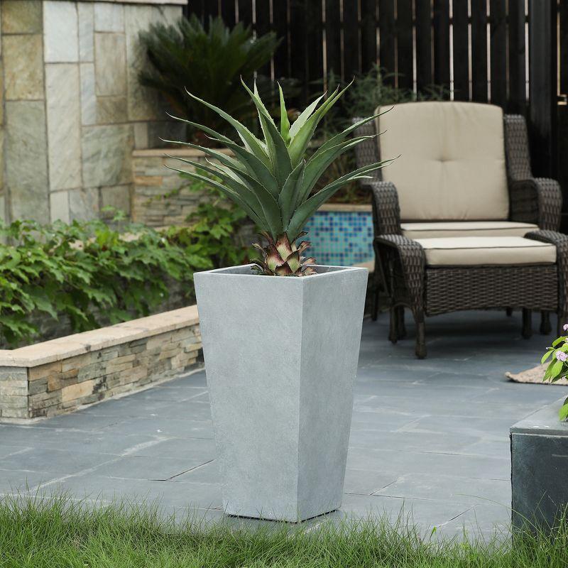 LuxenHome Square Tapered 24.2" Tall Planter Gray