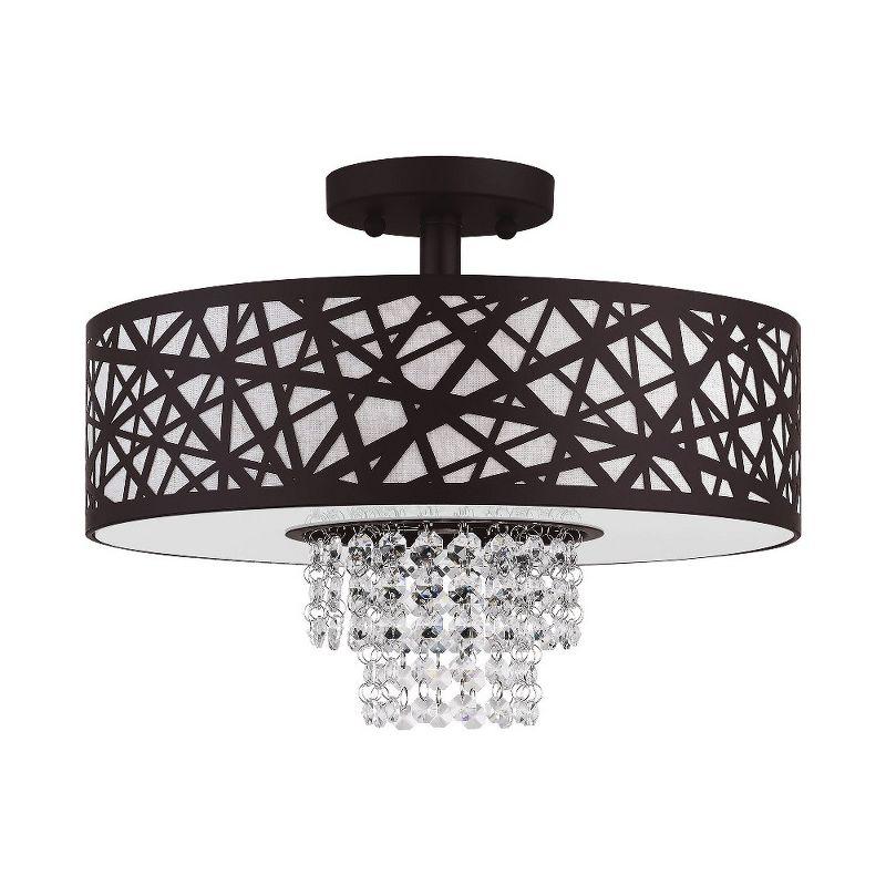 Allendale Bronze 3-Light Semi-Flush Mount with Crystal Accents