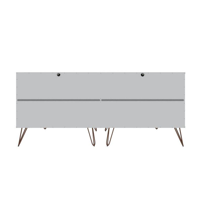 Mid-century Modern White Double Low Dresser with Metal Legs