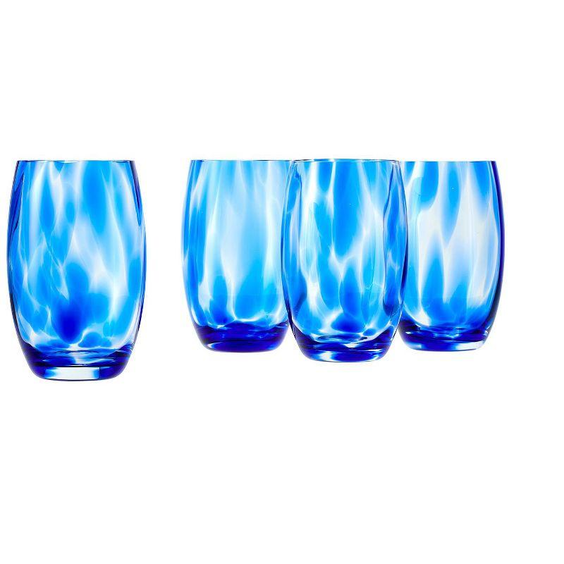 Cobalt Blue Hand Blown Glass Water Tumblers Set