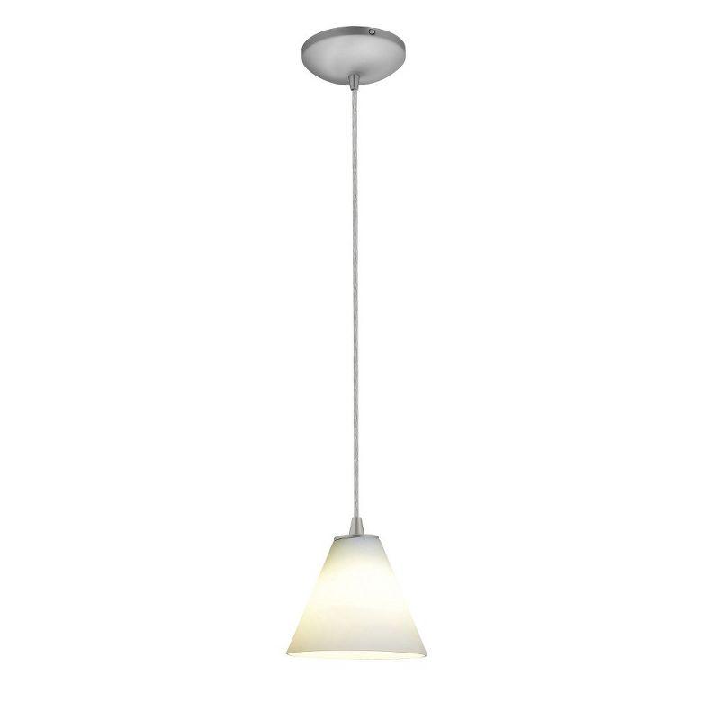 Martini Brushed Steel and White Glass Pendant Light