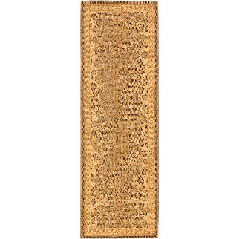 Brown Leopard Print Low Pile Outdoor Accent Rug