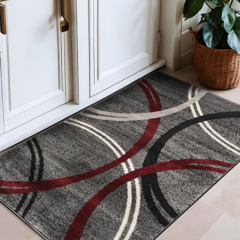 World Rug Gallery Contemporary Abstract Circles Design Area Rug - RED 2'7"x4'