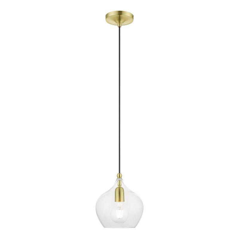 Livex Lighting Aldrich 1 - Light Pendant in  Satin Brass/Polished Brass