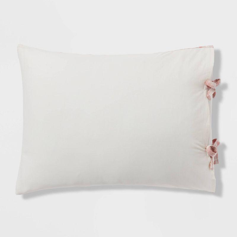 Full/Queen Yarn Dye Ikat Duvet Cover and Sham Set Ivory/Mauve - Threshold™: Cotton Slub, Zippered, Oeko-Tex Certified