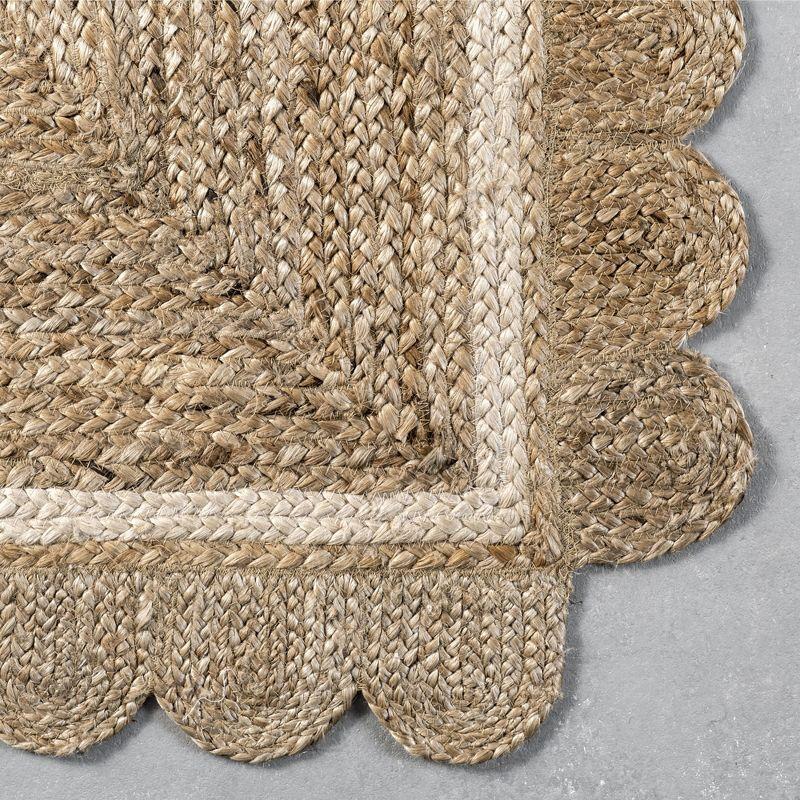 Handmade Tera Petals Ivory Braided Jute Round Rug 6 ft.