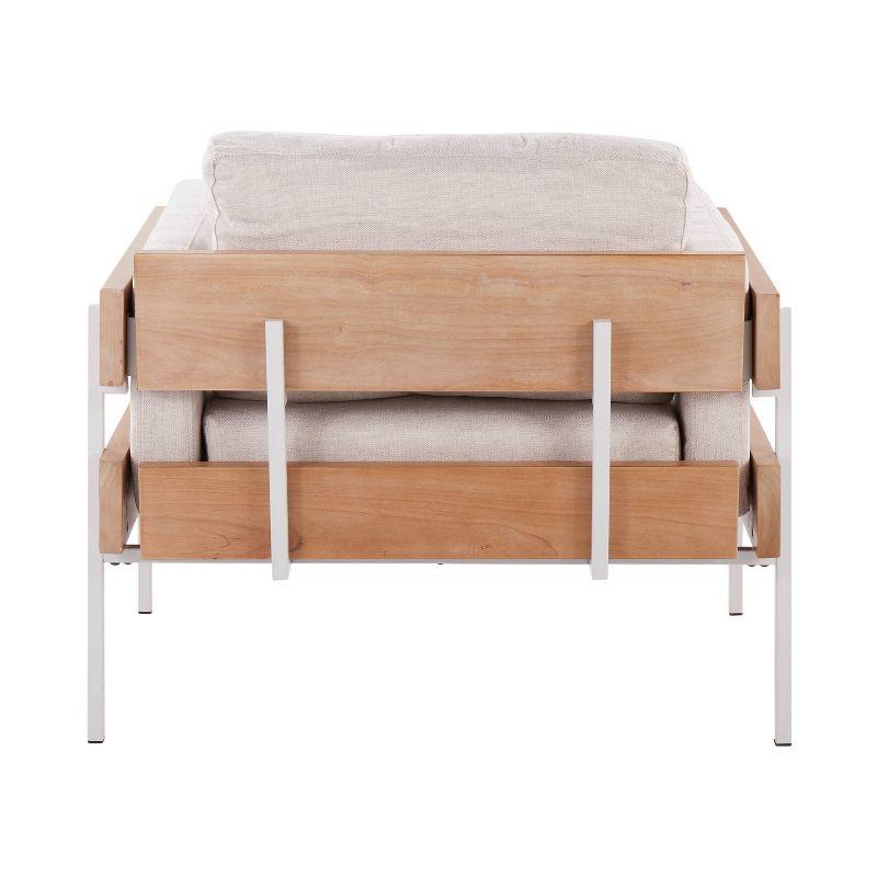 Kari Accent Chair White/Natural/Cream - LumiSource: Upholstered Polyester, Steel Frame, Removable Cushions