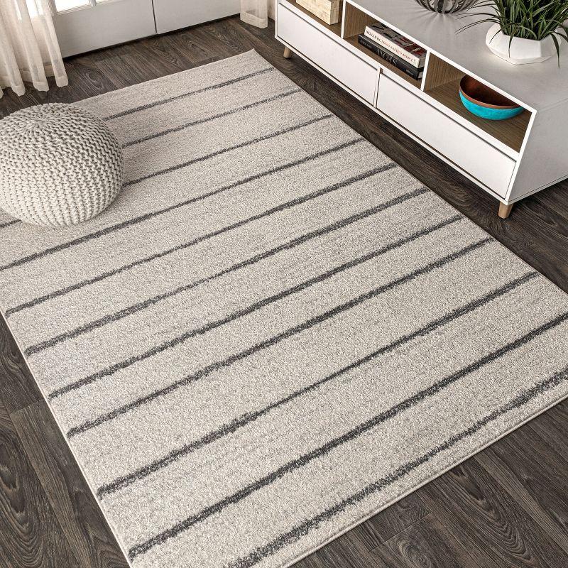 8'x10' Williamsburg Minimalist Stripe Area Rug, Cream/Gray - JONATHAN Y