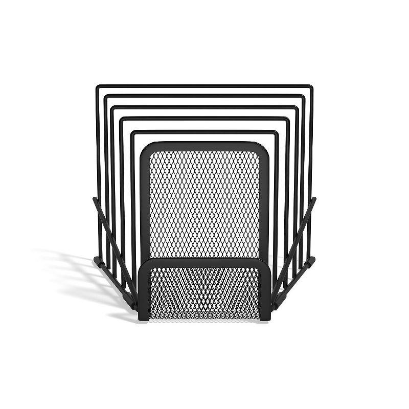 Matte Black 6-Compartment Metal Mesh Letter Holder