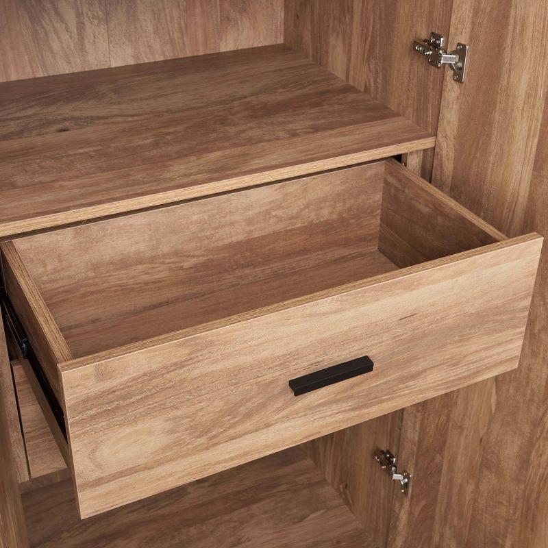 Manhattan Comfort Set of 3 Lee 2 Door and 2 Drawer Wardrobe Closets Golden Brown: Modular Storage Units, MDF Construction