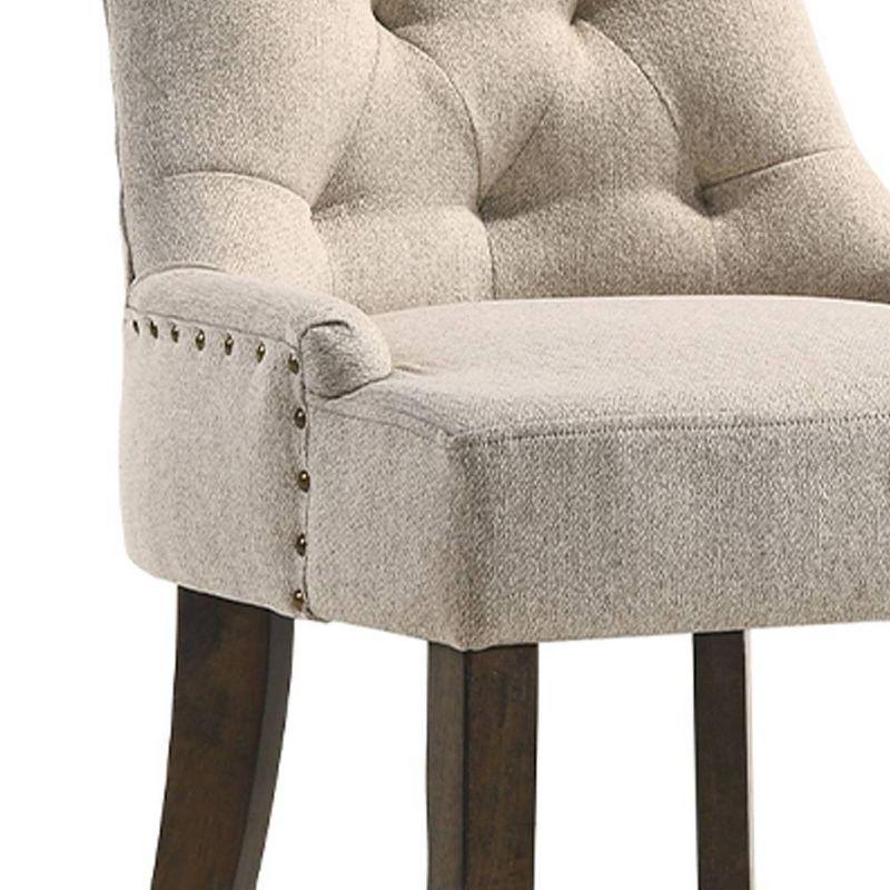 22" Farren Accent Chair Beige Fabric/Espresso Finish - Acme Furniture: Upholstered, Tufted Backrest, Nailhead Trim