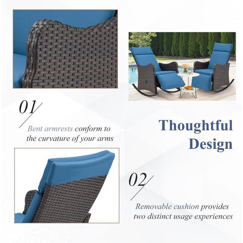 Outdoor Chair Set of 2,Adjustable Balcony Chair,Navy Blue