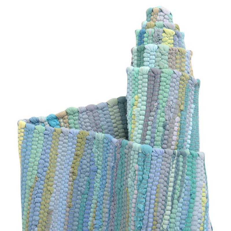 Light Blue Striped Handmade Reversible Runner Rug