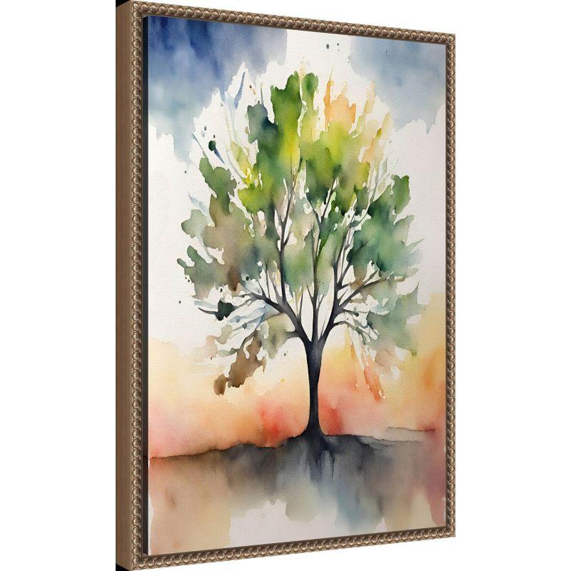 Amanti Art Tree of colour by Sally Ann Moss Framed Canvas Wall Art