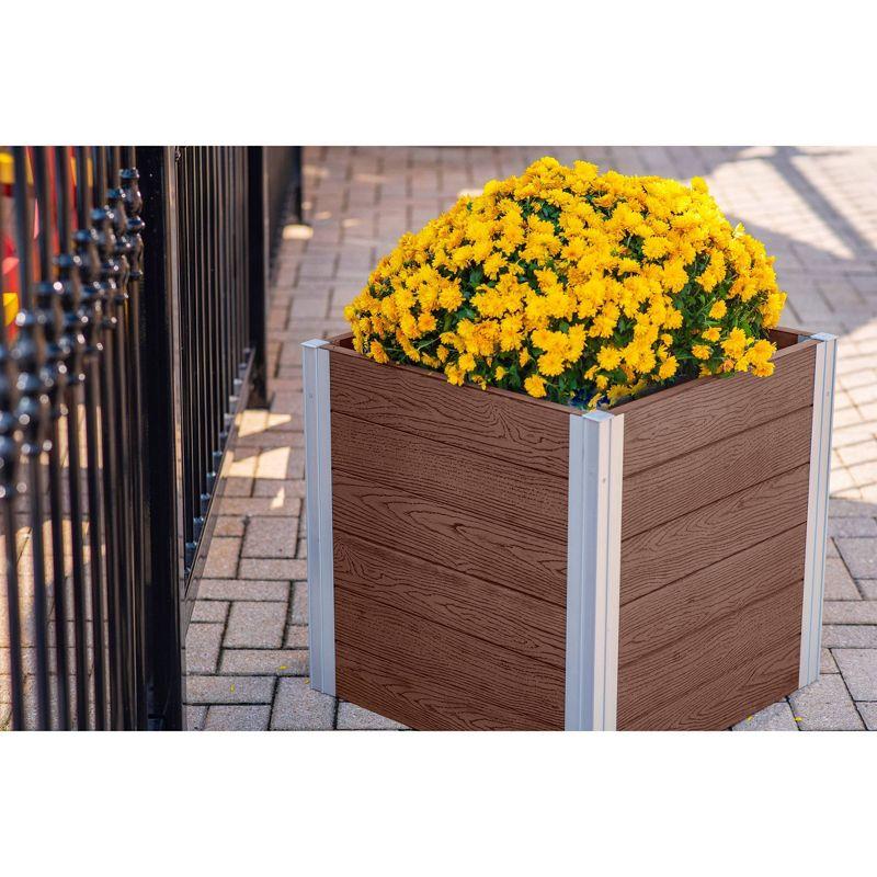 Urbana 22" Espresso Brown Embossed Vinyl Cube Planter