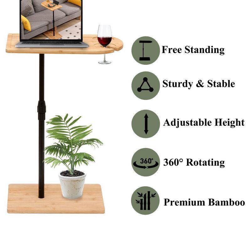 360° Rotatable Sofa Tray Table for Couch Arm - C-Shaped End Table with Phone & Tablet Slots, TV Tray Table, Side Table Tray for Living Room & Bedroom