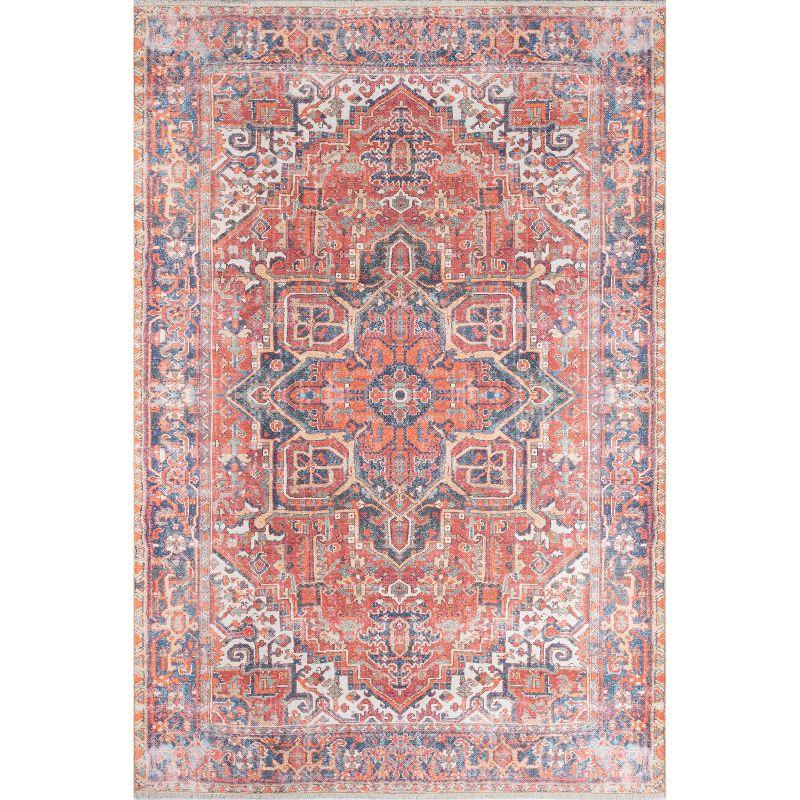 5'6"x8'6" Chandler Medallion Area Rug Red - Momeni: Bohemian Shibori Pattern, Medium Pile, Indoor Use, 6x8 Rug