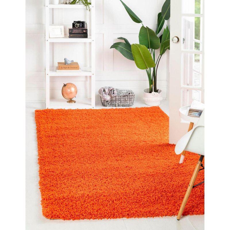 Unique Loom 2' 2 x 3' 1 Solid Shag Tiger Orange Area Rug