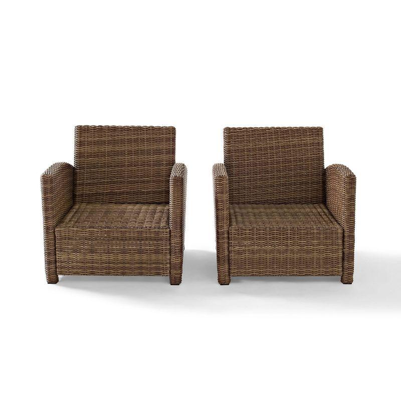 Bradenton 2-Piece Brown Wicker Outdoor Armchair Set with Red Cushions