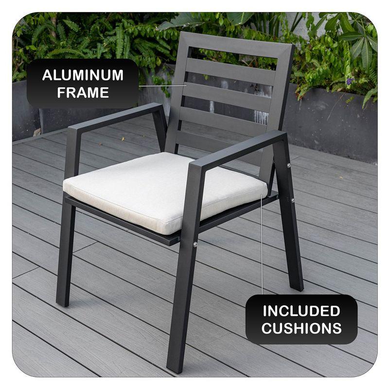 Chelsea Modern Patio Dining Armchair with Removable Cushions in Aluminum by LeisureMod