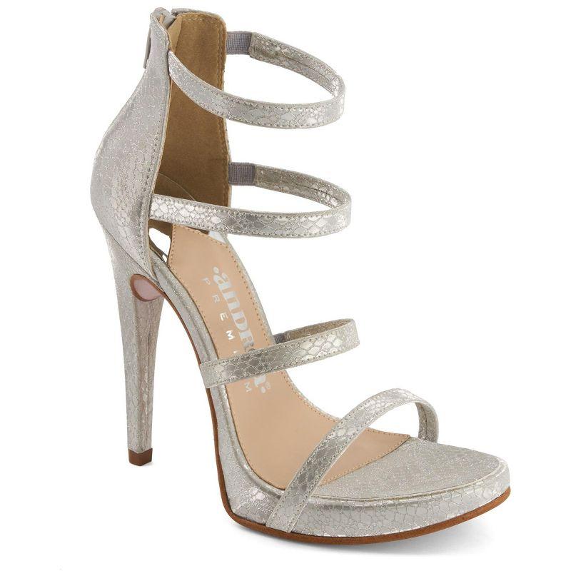 Andrea Premium Bright Silver High Heels Stiletto 74641, Silver, 6