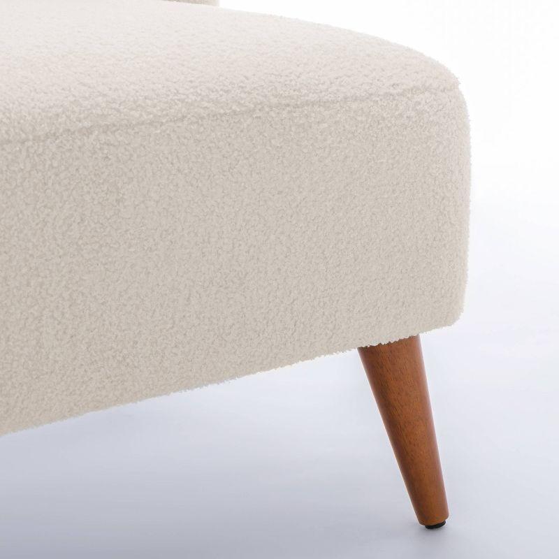 Comfort Pointe Vesper Boucle Accent Chair Milky White: Armless, Wingback, Wood Legs, Foam Cushion