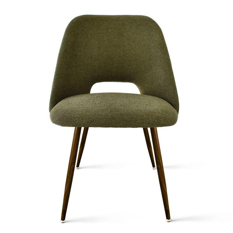 Green Fabric Dining Chairs Set Of 4,Modern Kitchen Dining Room Chairs With Curved Back,Upholstered Dining Chairs With Walnut Metal Legs-Maison Boucle