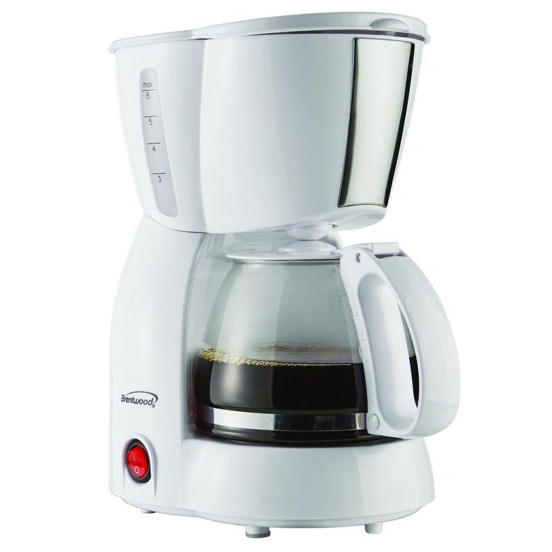 White 4-Cup Glass Carafe Coffee Maker with Permanent Filter