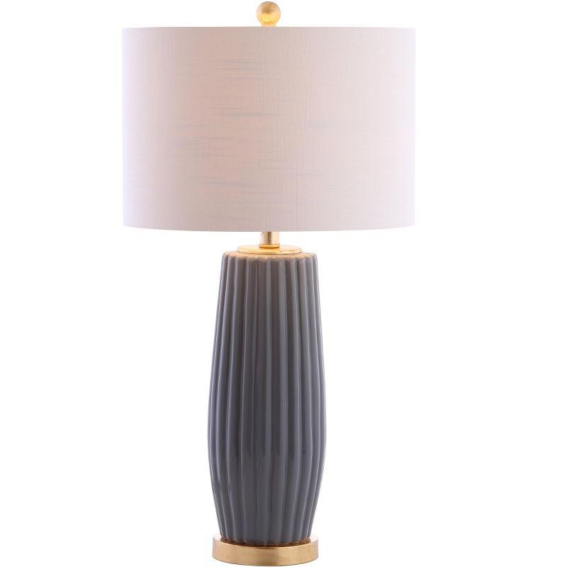 Roman 28.5" White Ceramic LED Table Lamp with Linen Shade