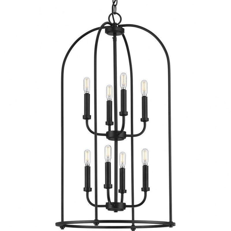 Leyden Matte Black 8-Light Farmhouse Foyer Pendant