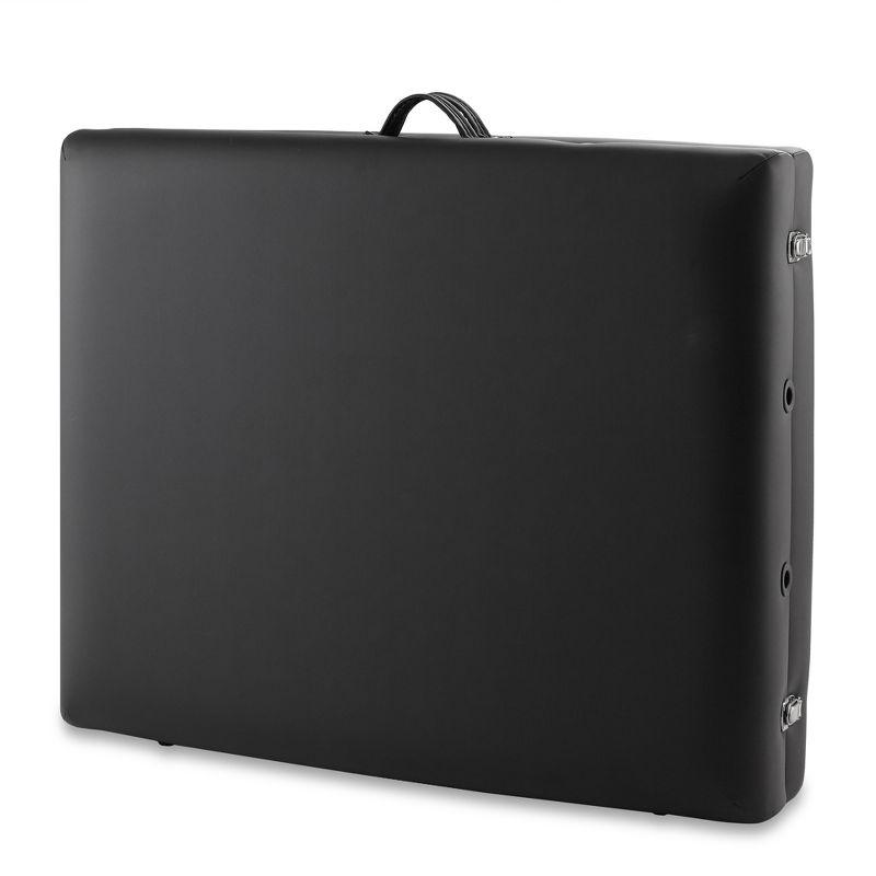 Saloniture Professional Portable Lightweight Bi-Fold Massage Table with Reiki Panels - Black